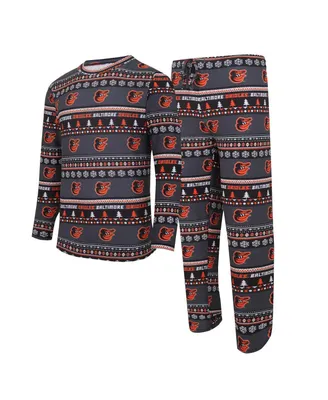 Men's Concepts Sport Black Baltimore Orioles Knit Ugly Sweater Long Sleeve Top and Pants Set