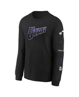 Big Boys Nike Black Distressed Utah Jazz 2023/24 City Edition Max90 Long Sleeve T-shirt