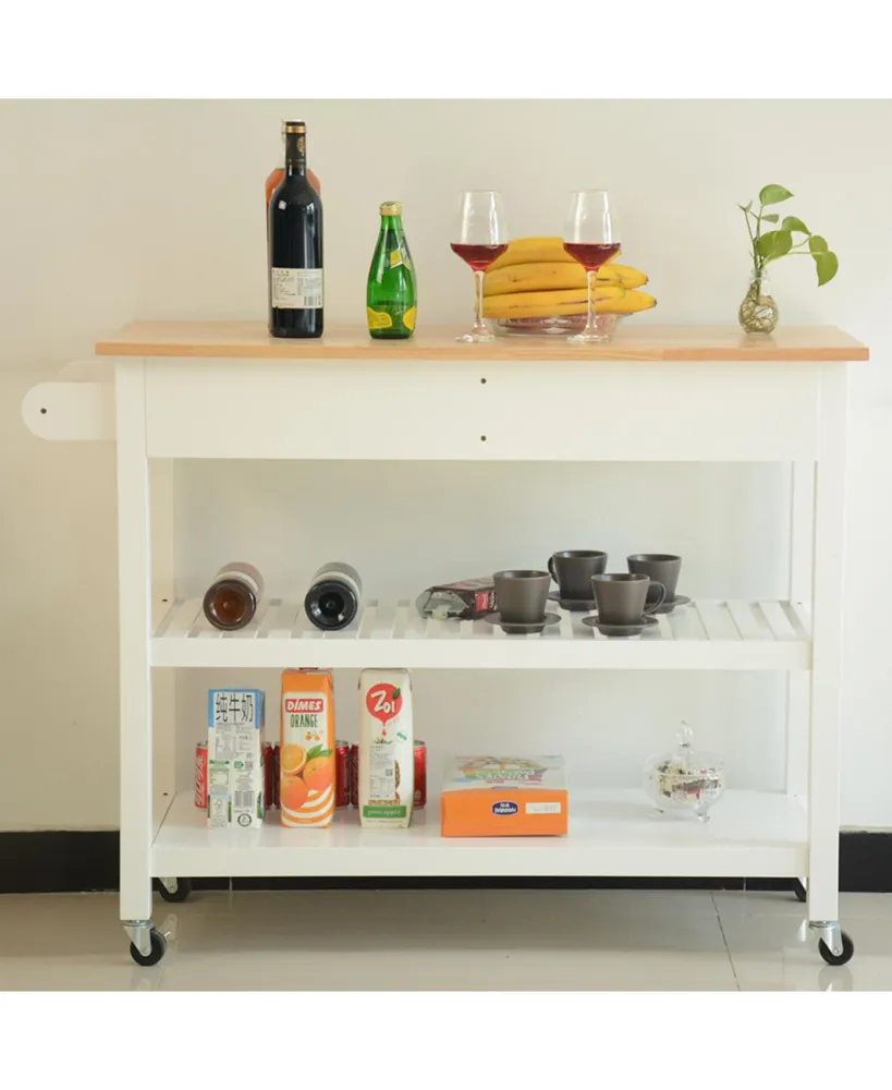 Kitchen Island With Two Lockable Wheels