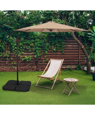 Simplie Fun 10FT Offset Umbrella Cantilever Patio Hanging Umbrella Outdoor Market Umbrella With Crank & Cross Base Suitable For Garden, Lawn