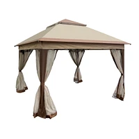 Streamdale Furniture Outdoor 11X 11FT Pop Up Gazebo Canopy With Removable Zipper Netting, 2-Tier