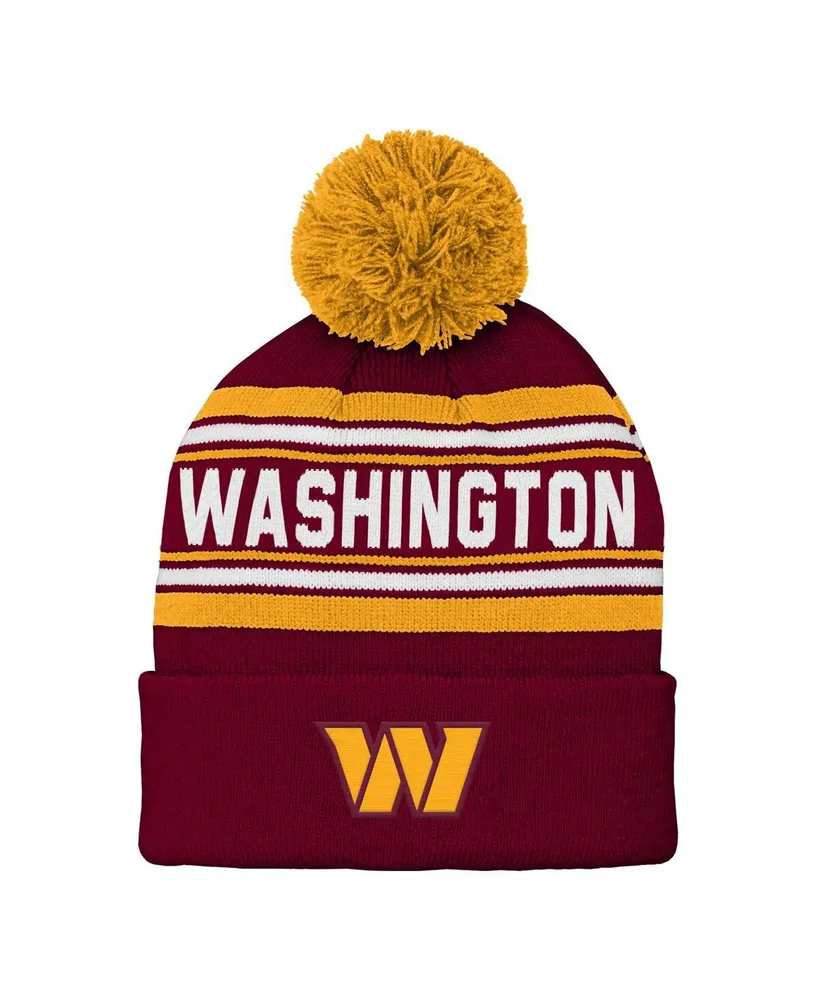 Youth Boys and Girls Burgundy Washington Commanders Jacquard Cuffed Knit Hat with Pom