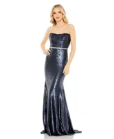 Women's Ieena Sequined Strapless Rhinestone Belt Gown