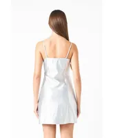 Women's Metallic Pu Mini Dress