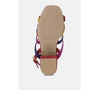 Mon-lapin Womens High Block Heel Leather Sandal