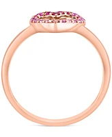 Effy Pink Sapphire (1/6 ct. t.w) & Ruby (1/20 ct. t.w.) Ombre Open Heart Ring in 14k Rose Gold