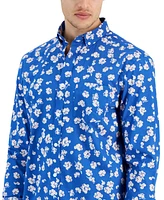 Club Room Men's Vinta Floral Poplin Long Sleeve Button-Down Shirt, Created for Macy's