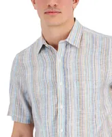 Club Room Men's Chroma Vertical Stripe Short-Sleeve Button-Front Linen Shirt, Created for Macy's