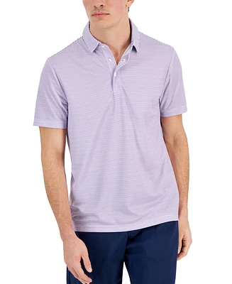 Club Room Men's Feeder Stripe Short Sleeve Tech Polo Shirt, Created for Macy's