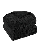 Superior Boho Knit Jacquard Fleece Plush Fluffy Blanket