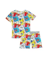 Bellabu Bear Toddler| Child Unisex Comic Hero 2-Piece Short Sleeve & Shorts Pajama Set