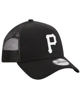 Men's New Era Black Pittsburgh Pirates A-Frame 9FORTY Trucker Adjustable Hat