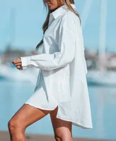 Women's Long Sleeve Cover-Up Shirt Dress