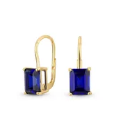 Bling Jewelry Traditional 4.50 Ctw Created Stone Emerald Cut Drop Earrings Hinge Lever Back Yellow Gold Plated Sterling Silver