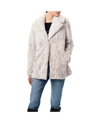 Women's Textured Faux Fur Mid Length Jacket
