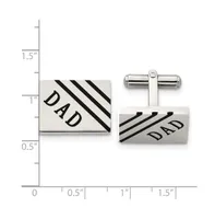 Chisel Stainless Steel Polished Enameled Dad Rectangle Cufflinks