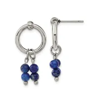 Chisel Stainless Steel Polished with Lapis Dangle Earrings