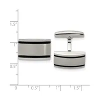 Chisel Stainless Steel Brushed Black Rubber Rectangle Cufflinks