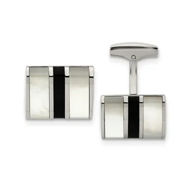 Chisel Stainless Steel Polished Black Onyx Cufflinks