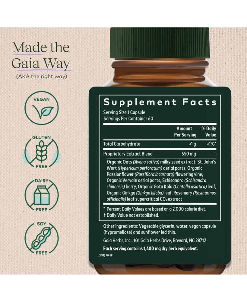 Gaia Herbs Emotional Balance - Stress Support Supplement to Help the Body Cope with Stress - With St. John's Wort, Passionflower, Vervain, and Oats