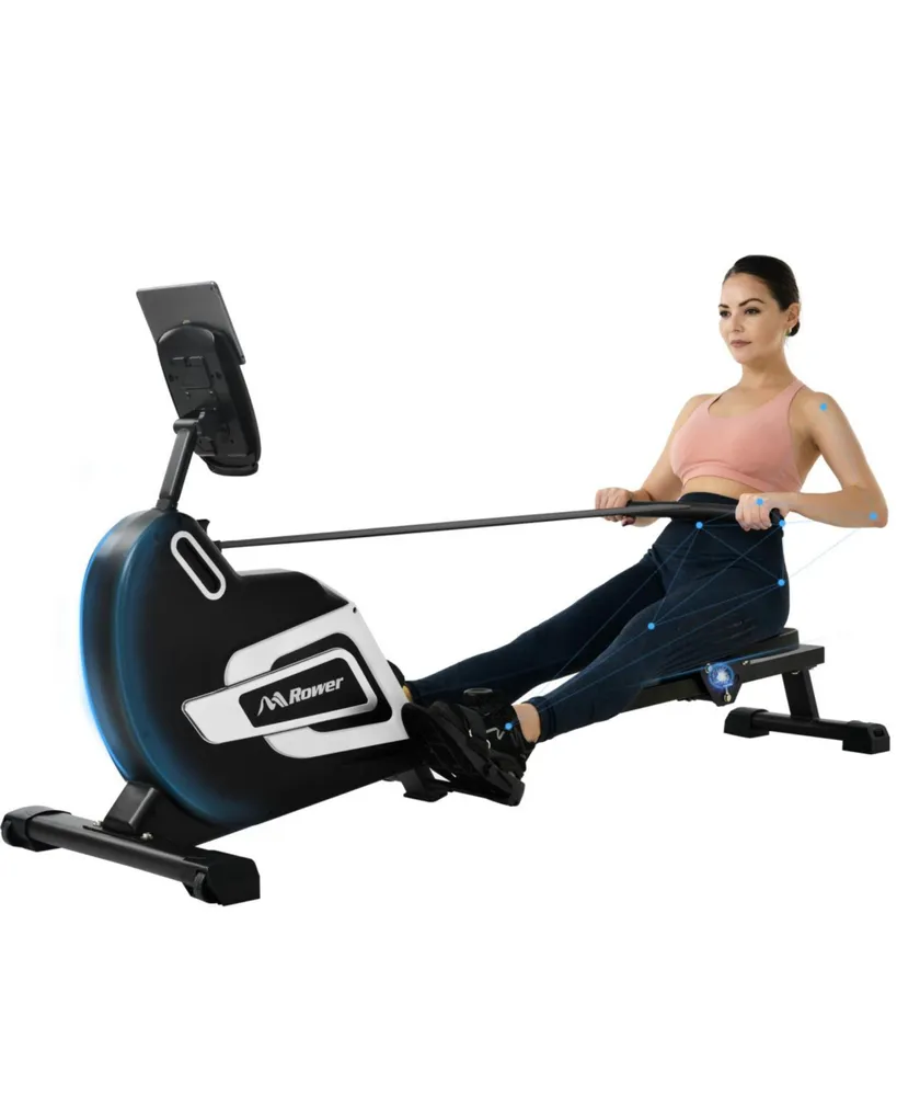 Simplie Fun Foldable Magnetic Rowing Machine with 14 Level Resistance & Monitor