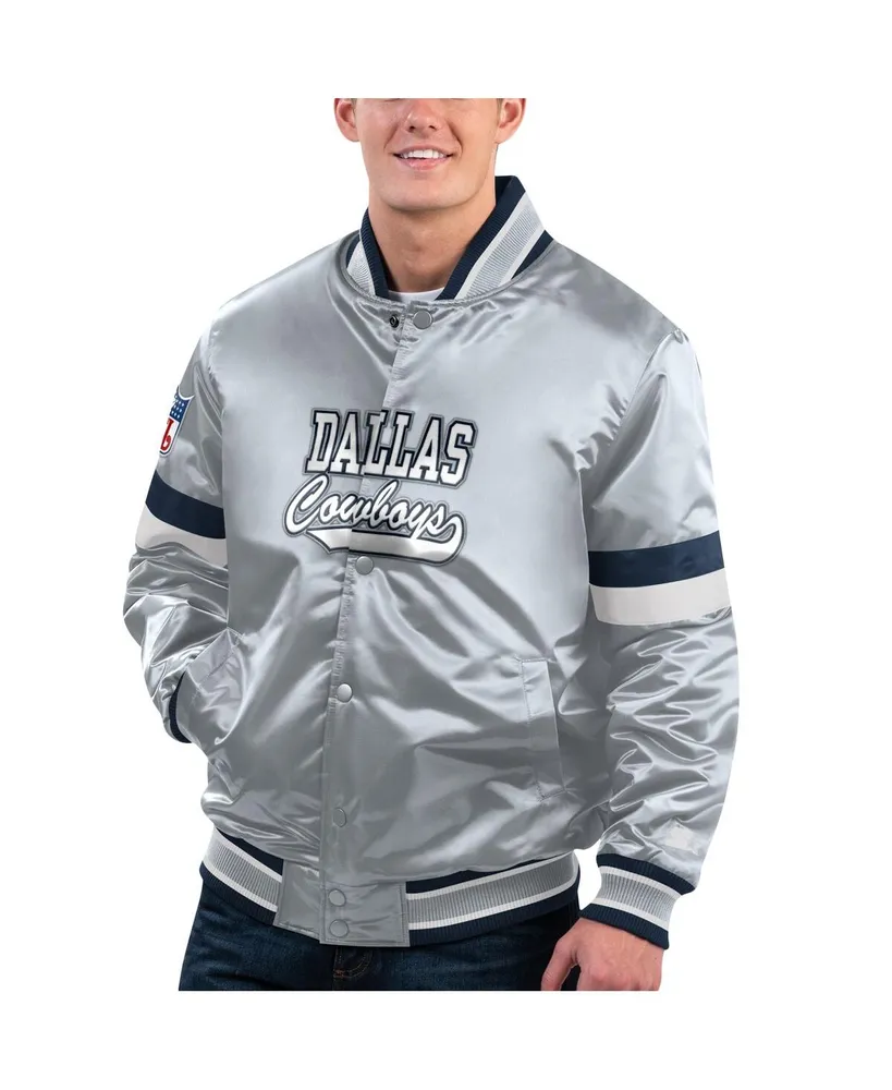 Starter Men's Starter Gray Dallas Cowboys Home Game Satin Full-Snap Varsity  Jacket