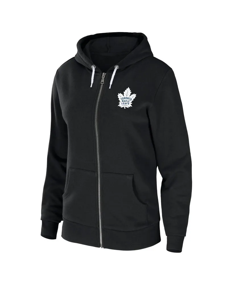 Women's Wear by Erin Andrews Black Toronto Maple Leafs Sponge Fleece Full-Zip Hoodie