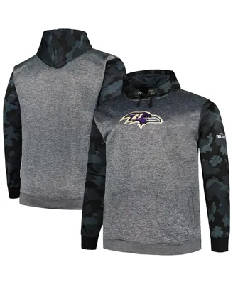 Men's Fanatics Heather Charcoal Baltimore Ravens Big and Tall Camo Pullover Hoodie