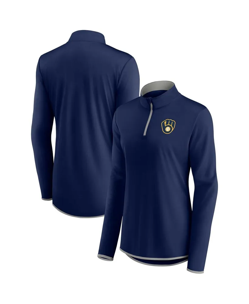 Women's Fanatics Navy Milwaukee Brewers Corner Quarter-Zip Top