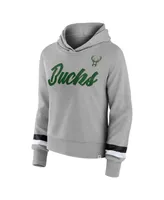 Women's Fanatics Heather Gray Milwaukee Bucks Halftime Pullover Hoodie