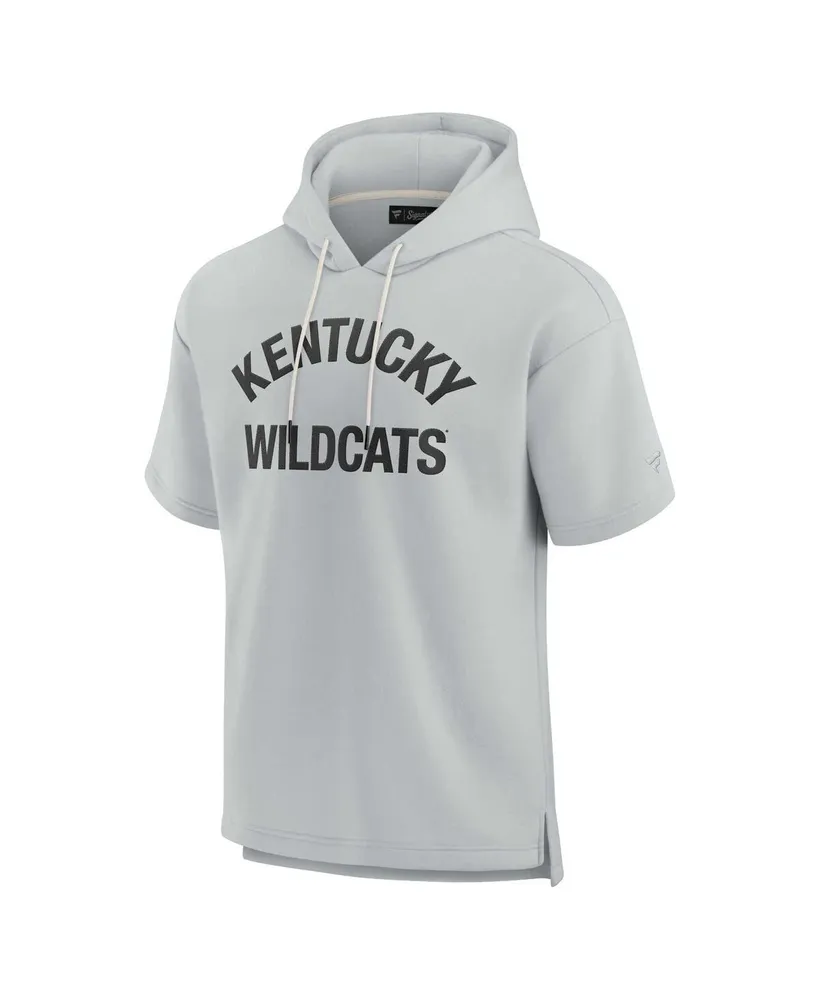 Men's and Women's Fanatics Signature Gray Kentucky Wildcats Super Soft Fleece Short Sleeve Pullover Hoodie