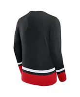 Men's Fanatics Black Carolina Hurricanes Back Pass Lace-Up Long Sleeve T-shirt