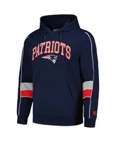 Men's Starter Navy New England Patriots Captain Pullover Hoodie