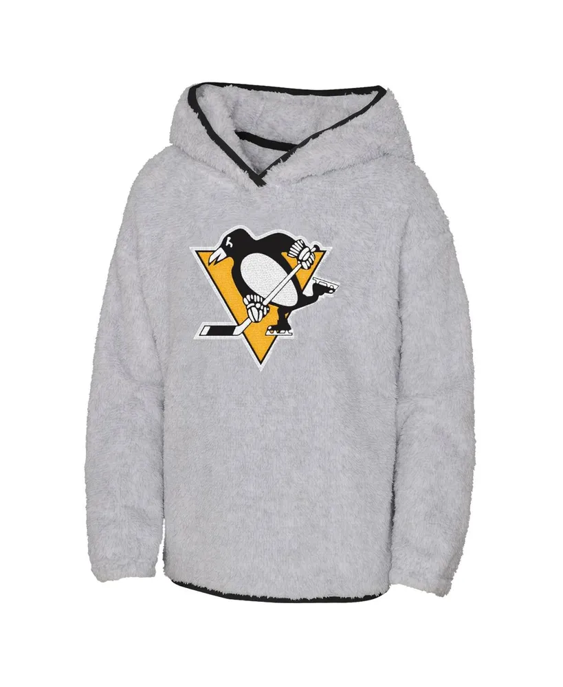 Big Girls Heather Gray Pittsburgh Penguins Ultimate Teddy Fleece Pullover Hoodie