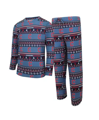 Men's Concepts Sport Navy Cleveland Guardians Knit Ugly Sweater Long Sleeve Top and Pants Set