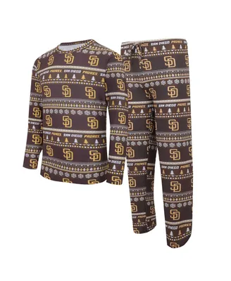 Men's Concepts Sport Brown San Diego Padres Knit Ugly Sweater Long Sleeve Top and Pants Set