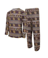 Men's Concepts Sport Brown San Diego Padres Knit Ugly Sweater Long Sleeve Top and Pants Set