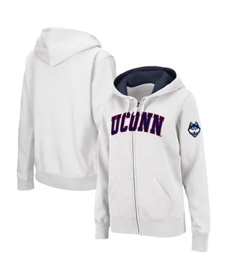 Women's Colosseum White UConn Huskies Arched Name Full-Zip Hoodie