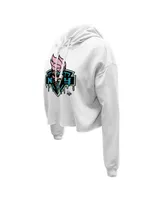 Women's Stadium Essentials White Distressed New York Liberty Ice Cream Drip Cropped Pullover Hoodie