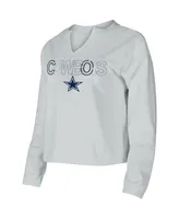 Women's Concepts Sport Gray Dallas Cowboys Sunray Notch Neck Long Sleeve T-shirt