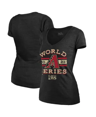 Women's Majestic Threads Black Arizona Diamondbacks 2023 World Series Contact Tri-Blend V-Neck T-shirt