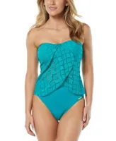 Vince Camuto Womens Crochet Draped Tankini Top Bottoms