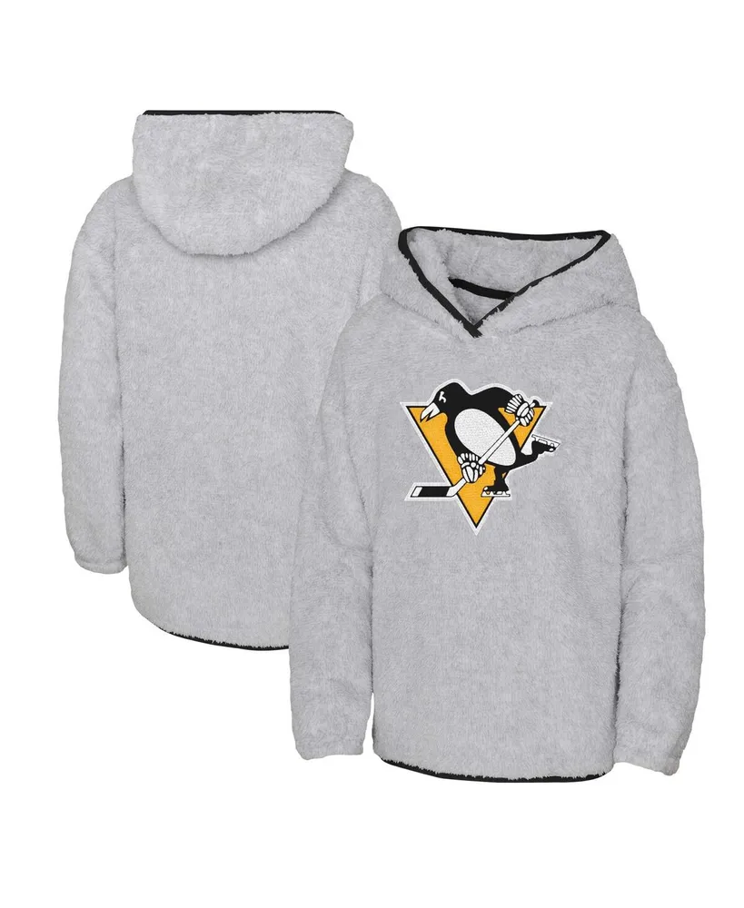 Big Girls Heather Gray Pittsburgh Penguins Ultimate Teddy Fleece Pullover Hoodie