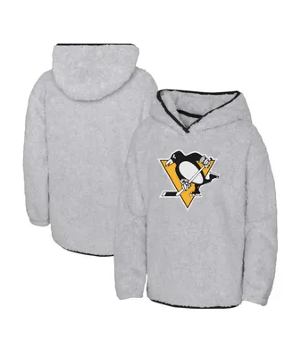 Big Girls Heather Gray Pittsburgh Penguins Ultimate Teddy Fleece Pullover Hoodie