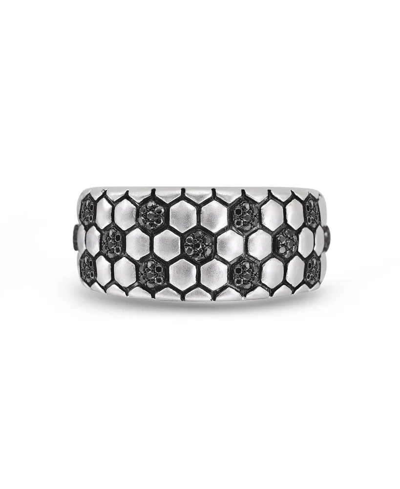 LuvMyJewelry Soccer Football Design Sterling Silver Black Diamond Band Men Ring