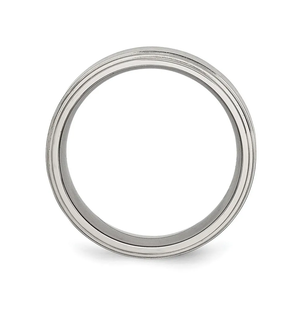 Chisel Stainless Steel Polished Brushed Center 8mm Edge Band Ring