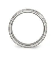 Chisel Stainless Steel Polished Brushed Center 8mm Edge Band Ring