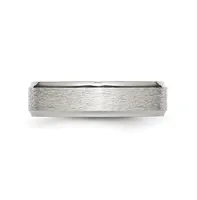 Chisel Stainless Steel Polished Satin Center 6mm Ridged Edge Band Ring