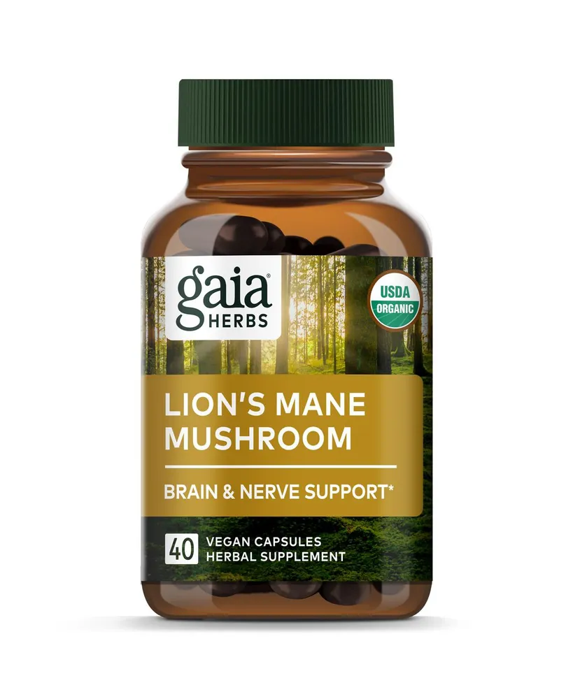 Gaia Herbs Organic Lion's Mane Mushroom - Brain and Nerve Support Supplement to Help Maintain Neurological Health