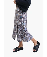 Paneros Clothing Women's Floral Printed Avery Midi Skirt in Navy